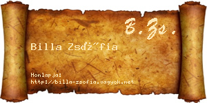Billa Zsófia névjegykártya
